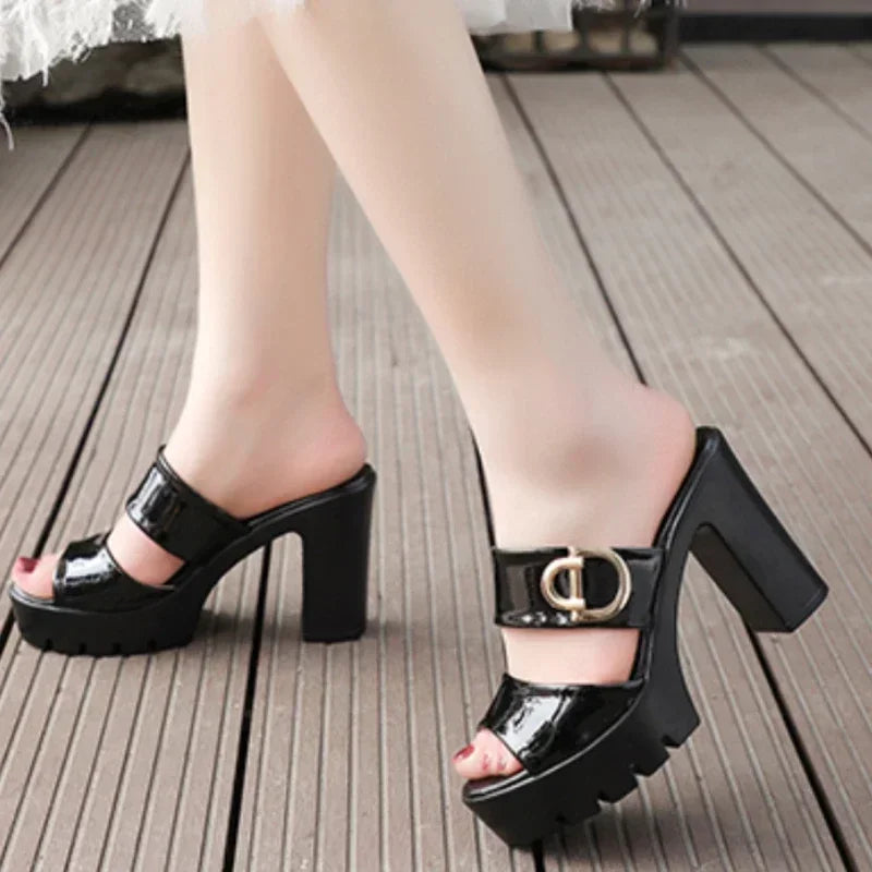 2024 New Slip-On High Heels - Platform Summer Slides Minimalist Sandals