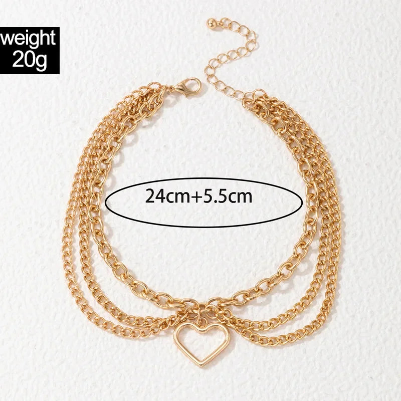 Classic Snake Multi-layer Anklet For Women Starfish Heart Shell Sexy Chain On Foot Leg Female Ankle Bracelet Beach Jewelry