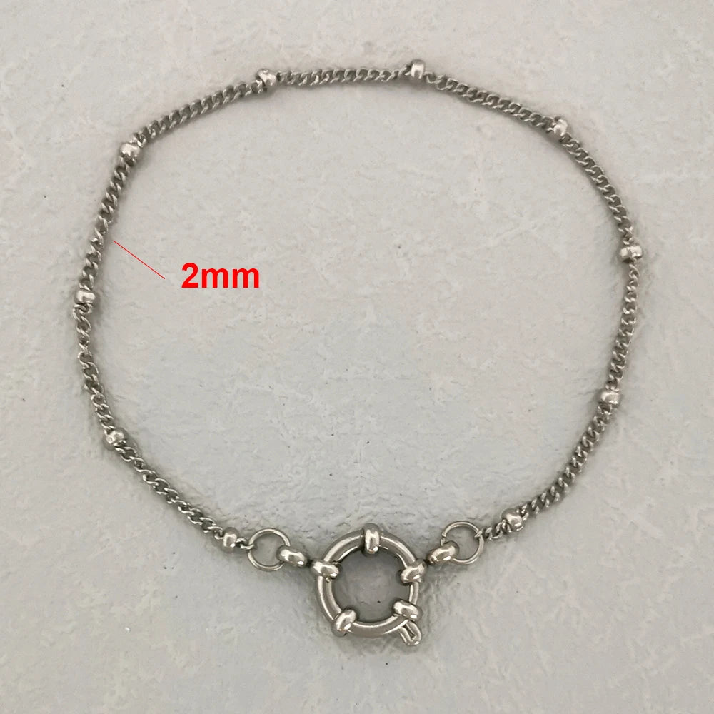 QMHJE Anchor Clasp Bracelet Women Men Stainless Steel Twist Rope Chain Sailor Wheel Geometric Link Basic DIY Gold Silver Color