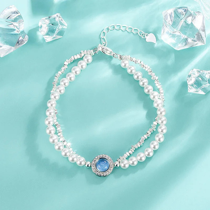 New 925 Silver Geometric Bead Pearl Punk Irregular Asymmetric Adjustable Bracelet For Woman Girl Fashion Jewelry Gift Dropship