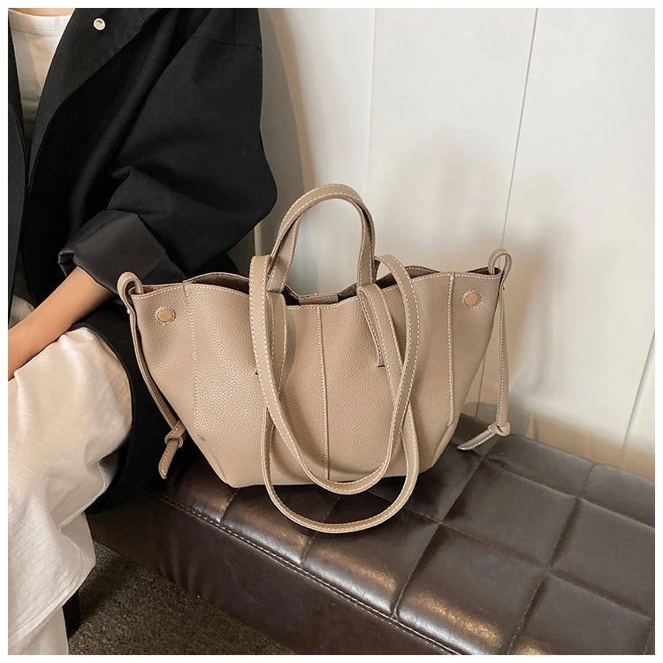 High Quality PU Tote Bags Fashion Solid Hasp Simple Versatile Sense of Luxury Shoulder and Handbags for Women 2024 New Style