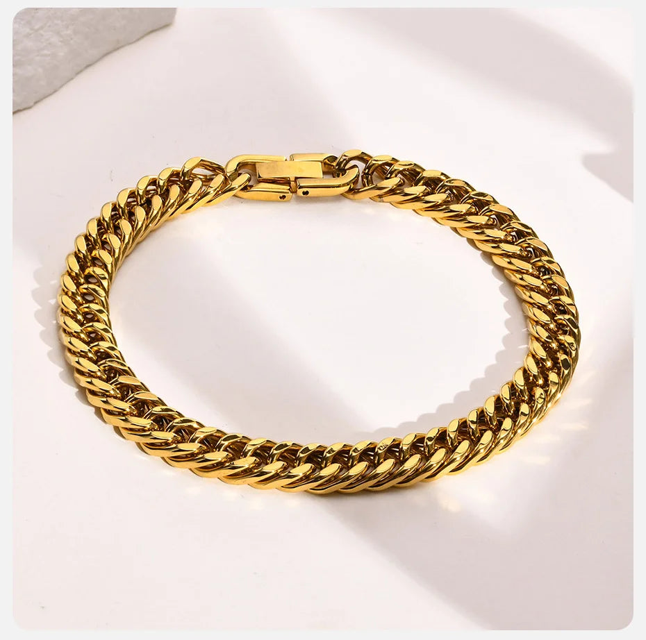 Vnox Men's Stainless Steel 7/8/9/10/12/15MM Link Chain Miami Cuban Bracelets for Male Boys Jewelry, 19cm/21.5cm, Gift for Dad