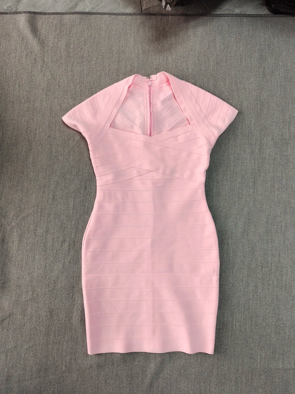HQBORY Summer Women Pink Bodycon Mini Sexy Bandage Short Sleeve V-neck Party Club Dresses bodycon vestidos