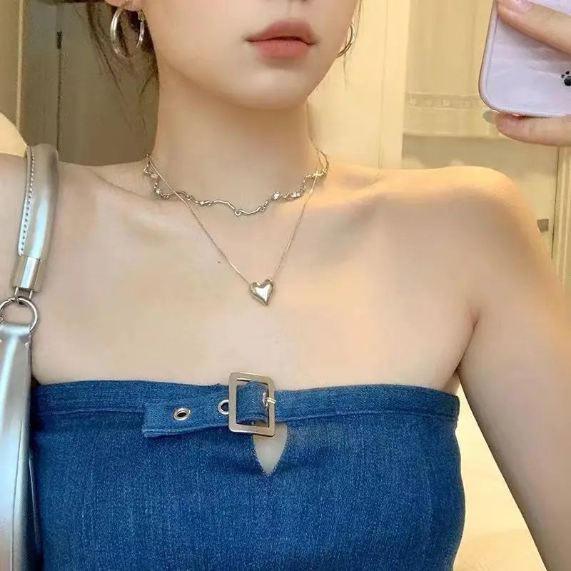 New luxury zircon necklace heart shaped tassel pearl necklace designer high end necklace birthday necklace