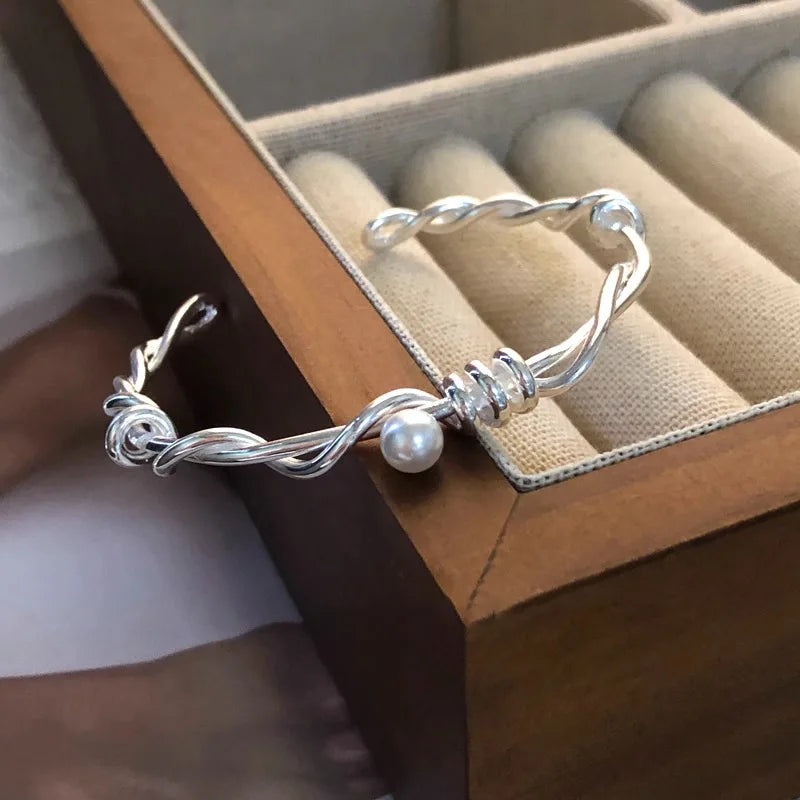 VENTFILLE 925 Sterling Silver Double Layer Pearl Bracelet for Women Girl Design Bead Korean Jewelry Dropshipping