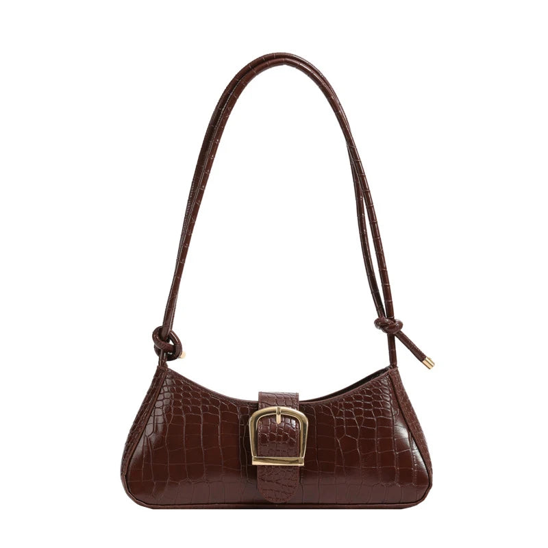 French Simple Solid Color PU Leather Shoulder Bag Fashion Versatile Handbag Underarm Bag For Women Hand Shoulder Bag