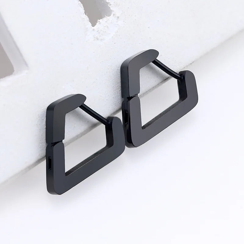 1 Pair High Polished Stainless Steel Hoop Earrings For Women/Men Geometric Allotype Ear Buckles Hip Hop Party Creative Jewelry