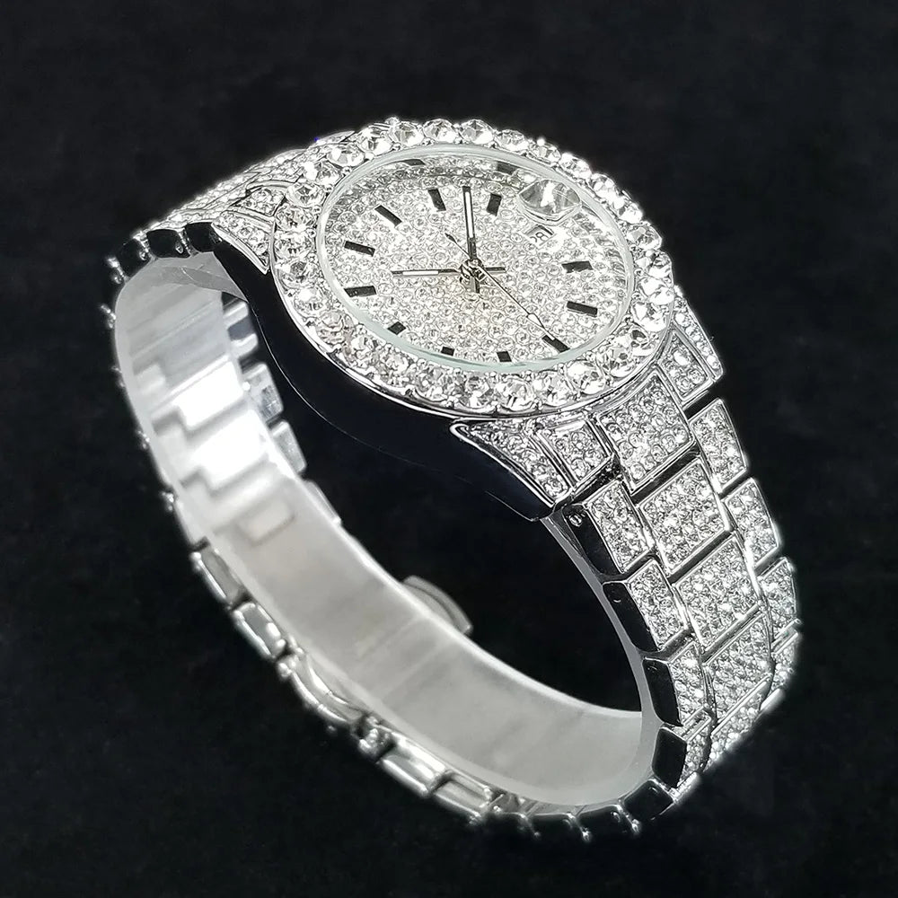 Classic Luxury Diamond Watches Women Fashion Bling Quartz Wristwatch Stainless Steel Iced Out Wedding Dress Accessories Watch