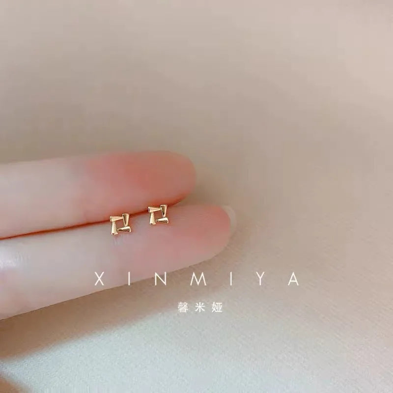 silver-plate Gold Color Mini Small Butterfly Heart Stud Earring For Women Cartilage Helix Tragus Ear Piercing Jewelry Gift