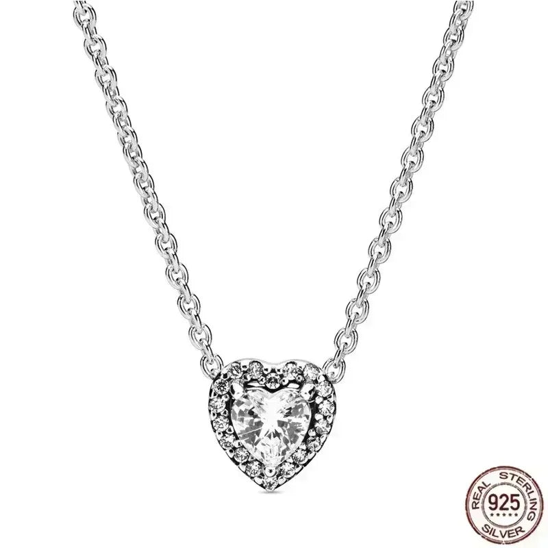 Christmas Birthday Surprise Gifts 925 Sterling Silver Exquisite Shiny Round Heart-shaped Necklace Classic Charm Women's Jewelry