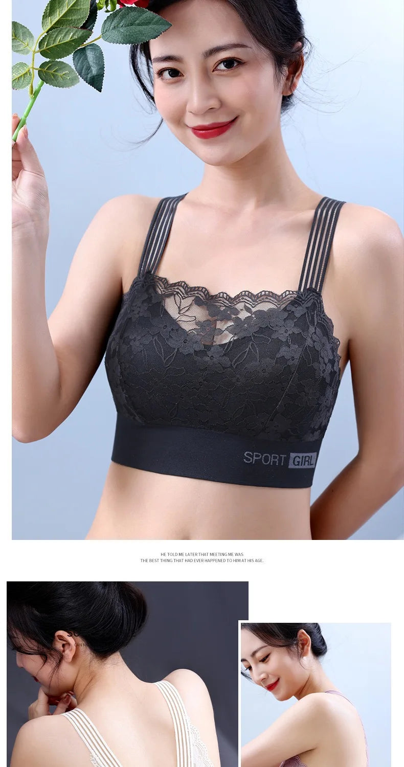 2PCS Women Lace Bras - Wireless Bralette Vest Style Tube Tops