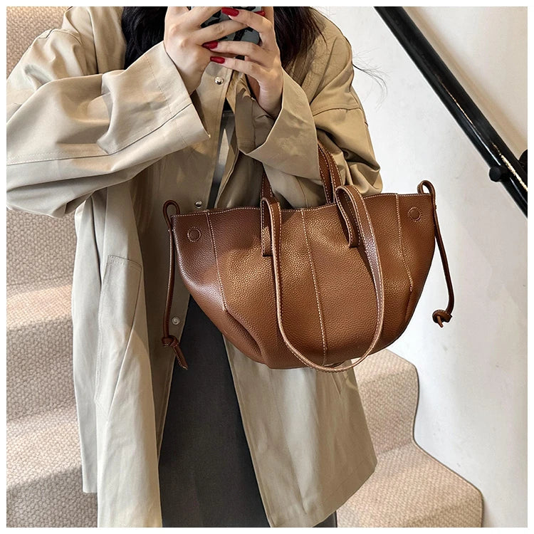 High Quality PU Tote Bags Fashion Solid Hasp Simple Versatile Sense of Luxury Shoulder and Handbags for Women 2024 New Style