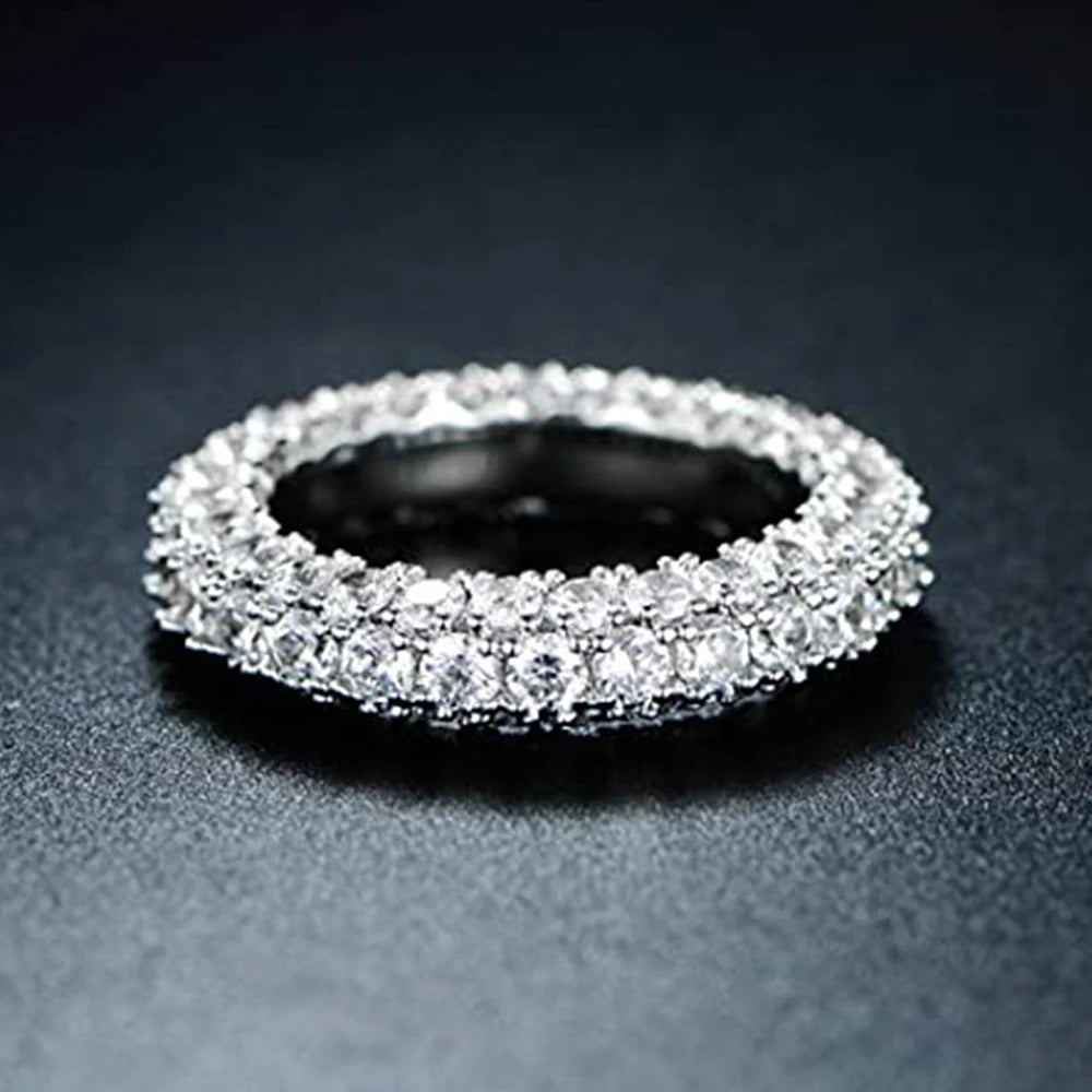 Huitan Luxury Promise Wedding Ring - Micro Paved Cubic Zirconia Women