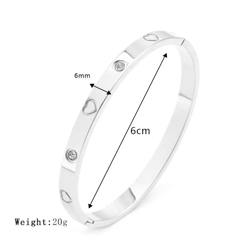 Fashion Design Gold Color Zircon And Cross Nut Nail Bangle Gold & Stainless Steel For Woman Bracelet buckle Classic jewelry