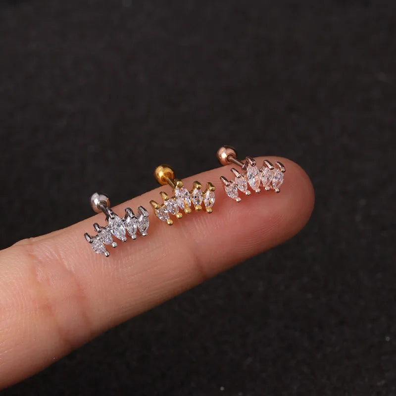 1PC Stainless Steel Gold Color Silver Color Flower CZ Tragus Cartilage Helix Star Ear Stud Piercing Zircon Daith Earring