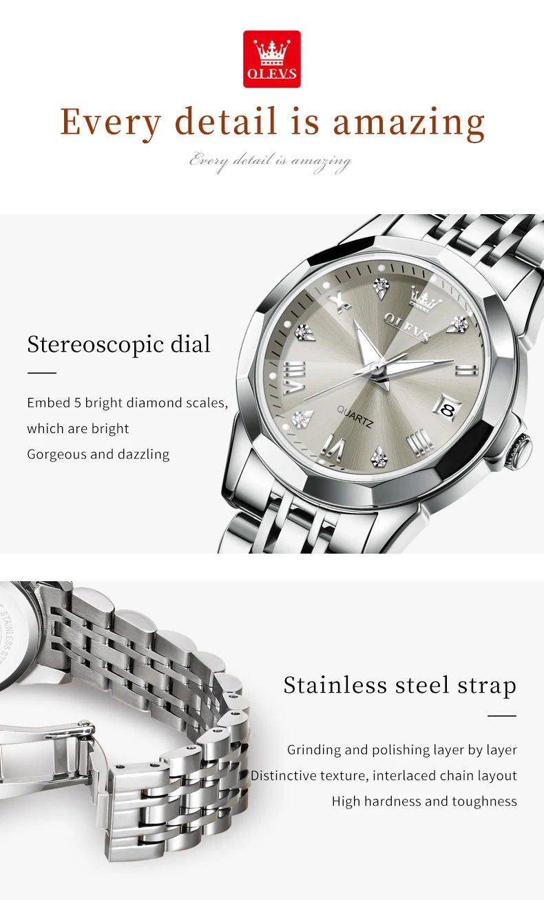 OLEVS Elegant Fashion Women's Watch - Luxury Waterproof Luminous Date