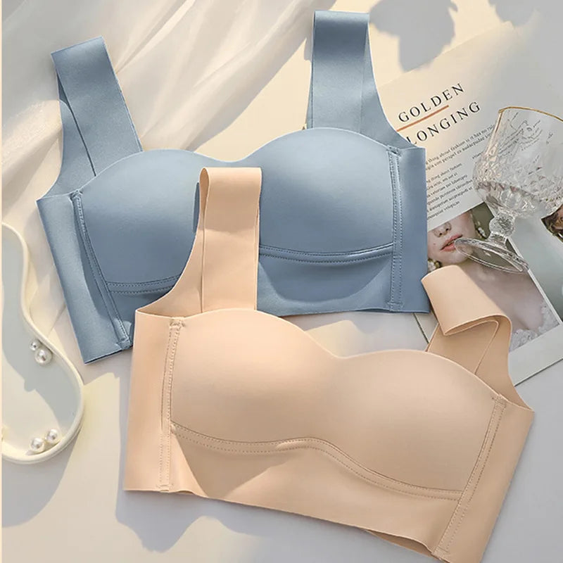 1pcs Women Comfort Bra Summer Ice Silk Vest Style Underwear Girl Wireless Gathered One-piece Brassiere Push Up Lingerie Bralette