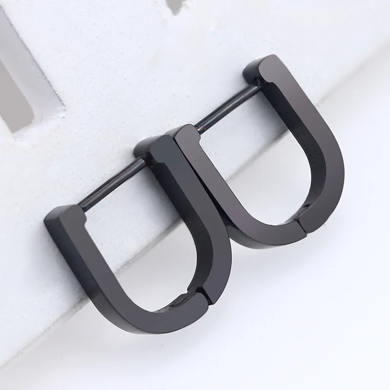 1 Pair High Polished Stainless Steel Hoop Earrings For Women/Men Geometric Allotype Ear Buckles Hip Hop Party Creative Jewelry