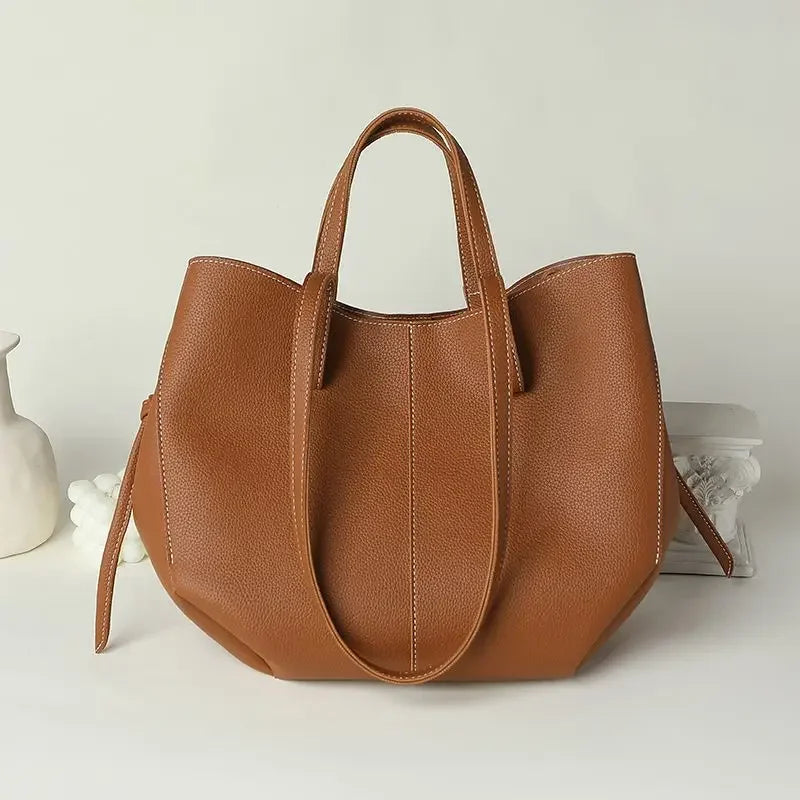 Fashionable Large Capacity Tote Bag Handbag Women's Single Shoulder Bag Brown New Arrival 2025 from France High Aesthetic Value