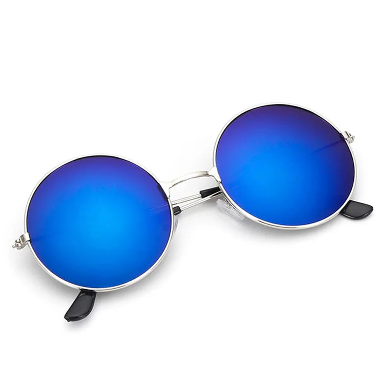 FOENIXSONG Round Pilots Sunglasses - Vintage Silver Gold Black Unisex