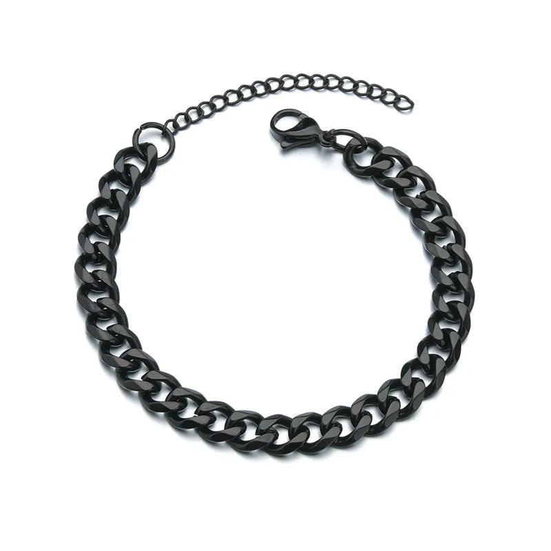 LETAPI Fashion Stainless Steel Curb Cuban Chain Bracelet for Men Women Hip Hop Couple Unisex Wrist Hand Jewelry Gift Party