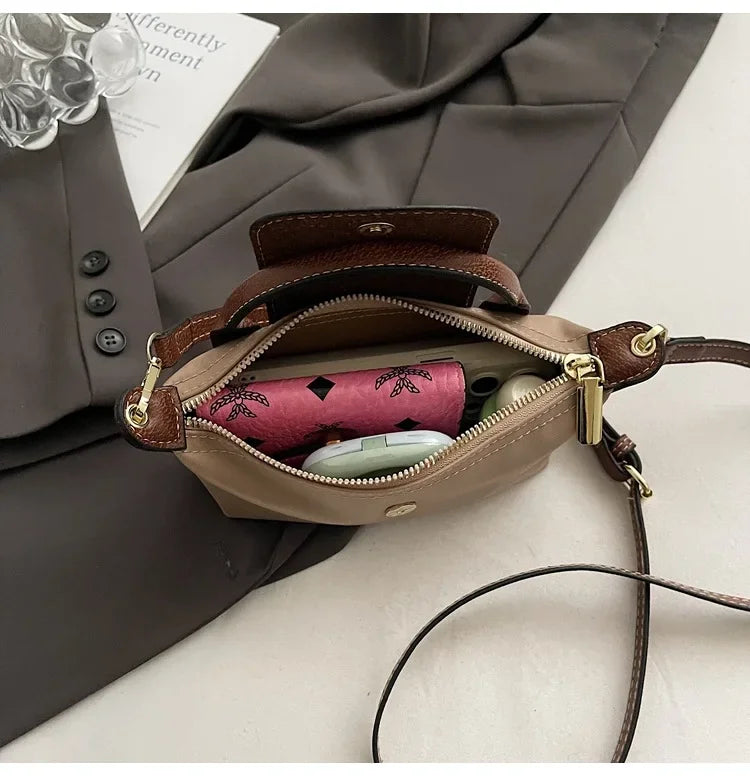 Retro Fashion Nylon Dumpling Bag Women's Crossbody Handbag Soft Polyester Lining Zipper Closure Shoulder Bag Handbag