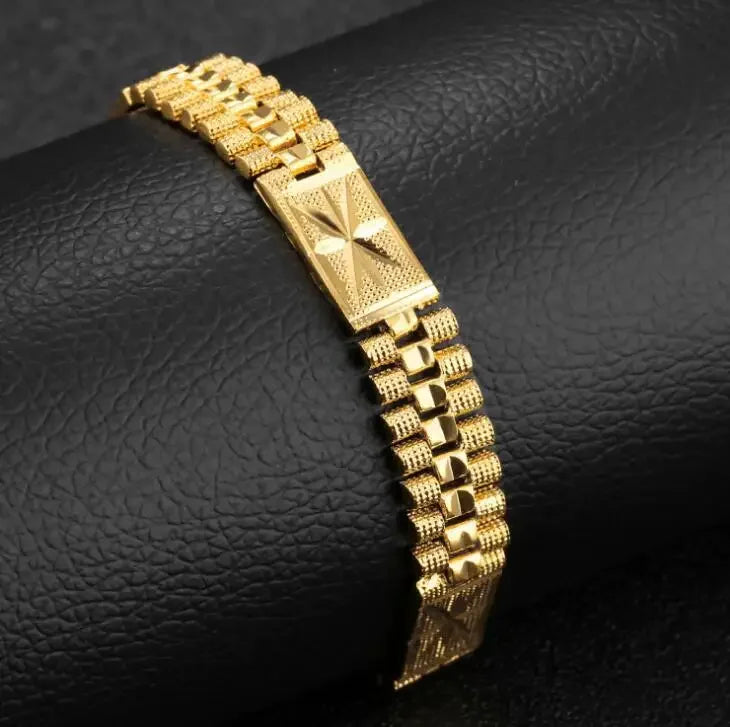 New Fashion Classic 18k Gold Plated Bracelet Gold Color Bracelet Adjustable Punk Rock Men's Party Festival Gift Accessories