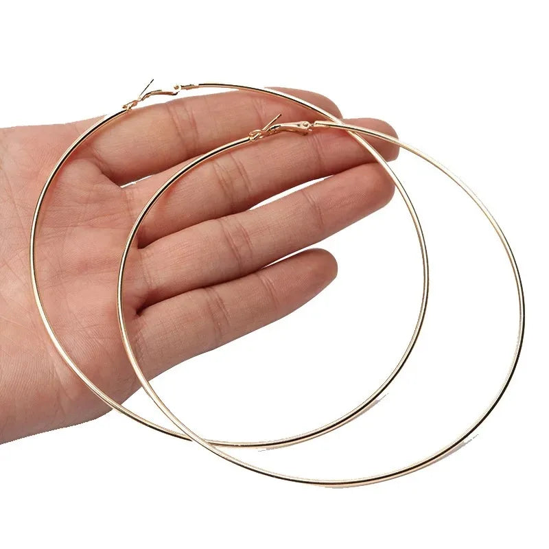 2pcs 30-100mm Small Big Circle Hoop Earrings for Women Men, Stainless Steel Ear Ring Fashion Jewelry Gift Nightclub DJ