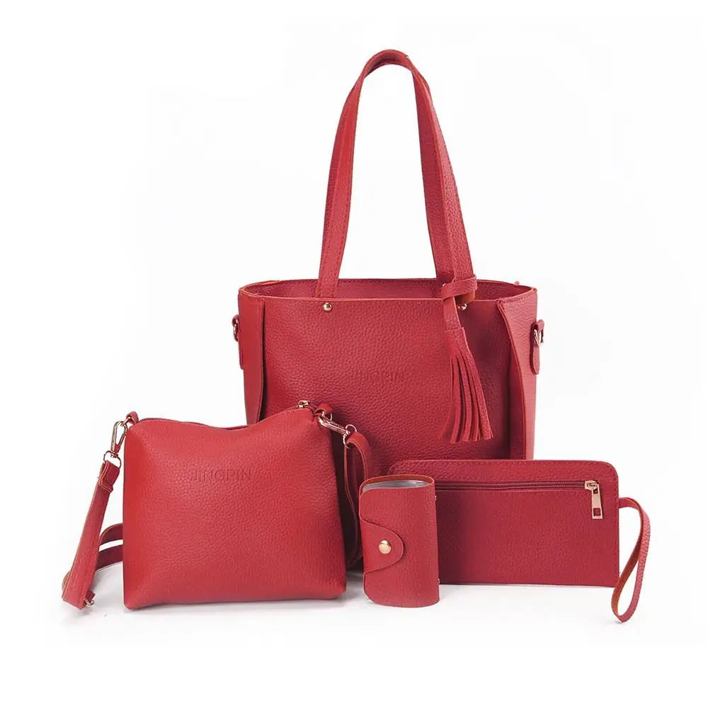 4Pcs/set Leather Crossbody Bags Women Bag Set Pattern Portable Fashion Shoulder Bags Purse Ladies PU Crossbody Bag