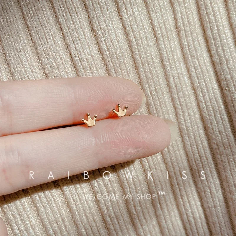 silver-plate Gold Color Mini Small Butterfly Heart Stud Earring For Women Cartilage Helix Tragus Ear Piercing Jewelry Gift