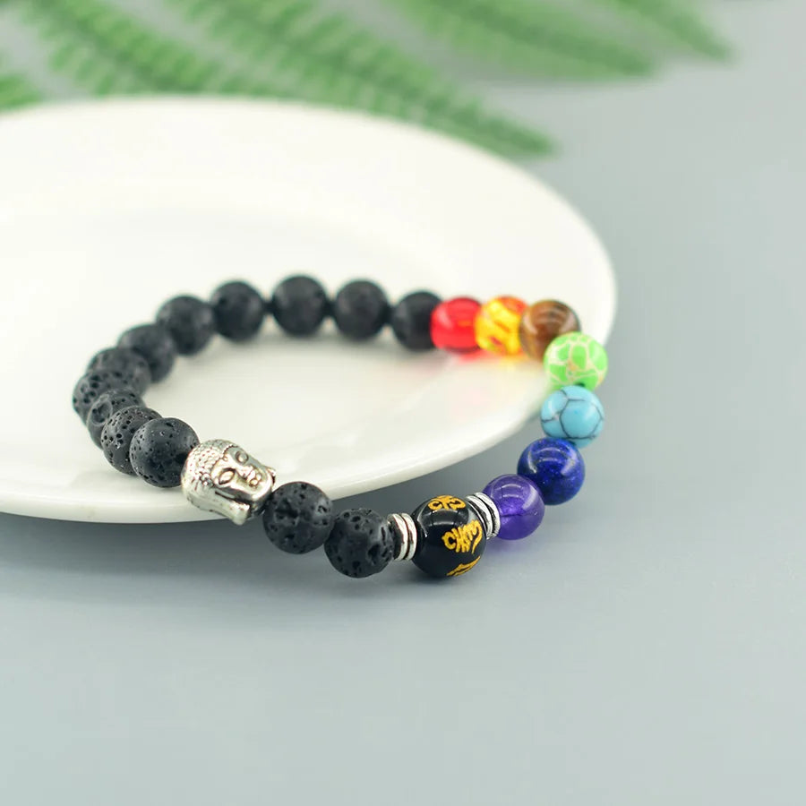 Buddha Feng Shui Bead Lucky Bracelet 7 Chakra Reiki Healing Stone Bracelet for Women Men Yoga Meditation Natural Stone Jewelry