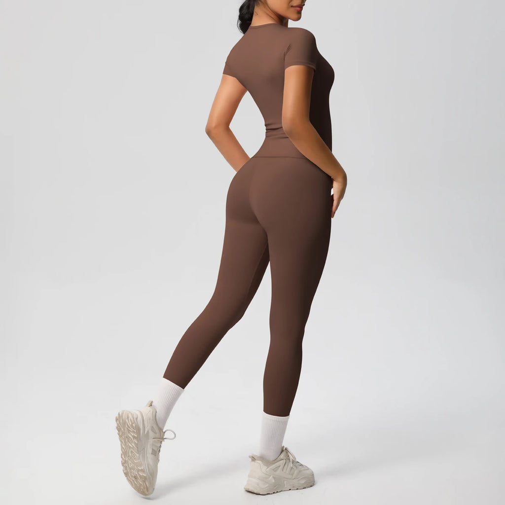 Women 2pcs Patchwork Sport Yoga Suit Gym Sports Crop Tops Sexy Bodycon Crop Tube Top Workout Leggins Booty Bum Leggins