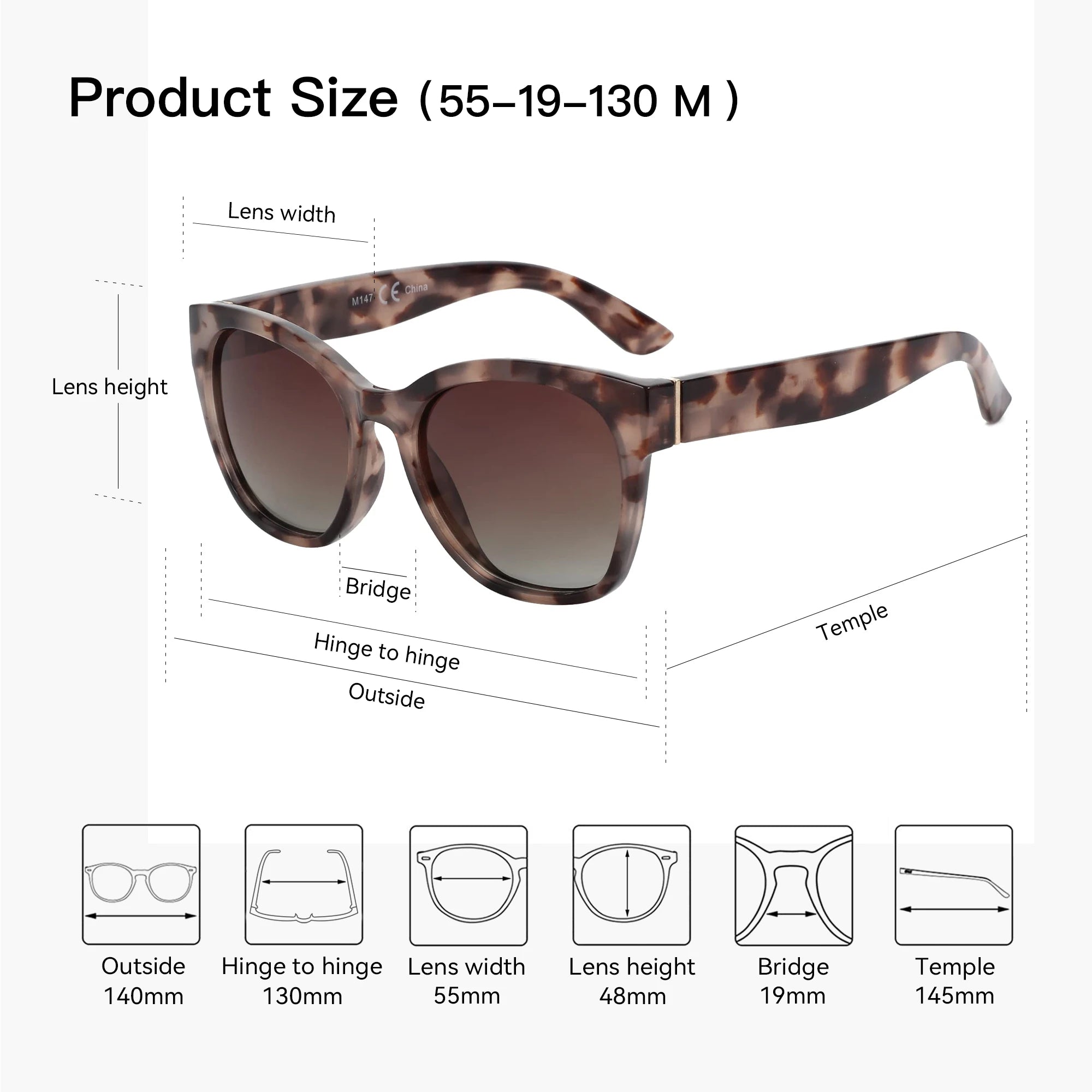 ZENOTTIC Polarized Cat Eye Sunglasses - Oversized UV400 Designer Women