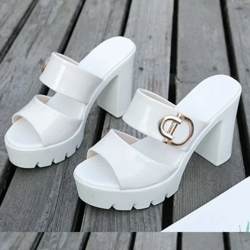 2024 New Slip-On High Heels - Platform Summer Slides Minimalist Sandals