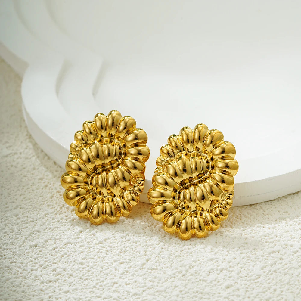 Fashion Glossy Three-Layer Textured Intersecting Knot Earrings for Women Gold Color Stainless Steel Earring Vintage Jewelry Gift