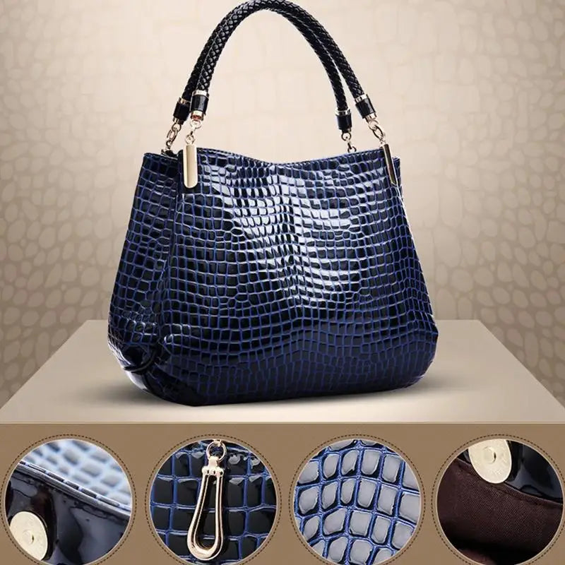 Crocodile Print Tote Bag - Large Capacity Daily Commute Shoulder Bag