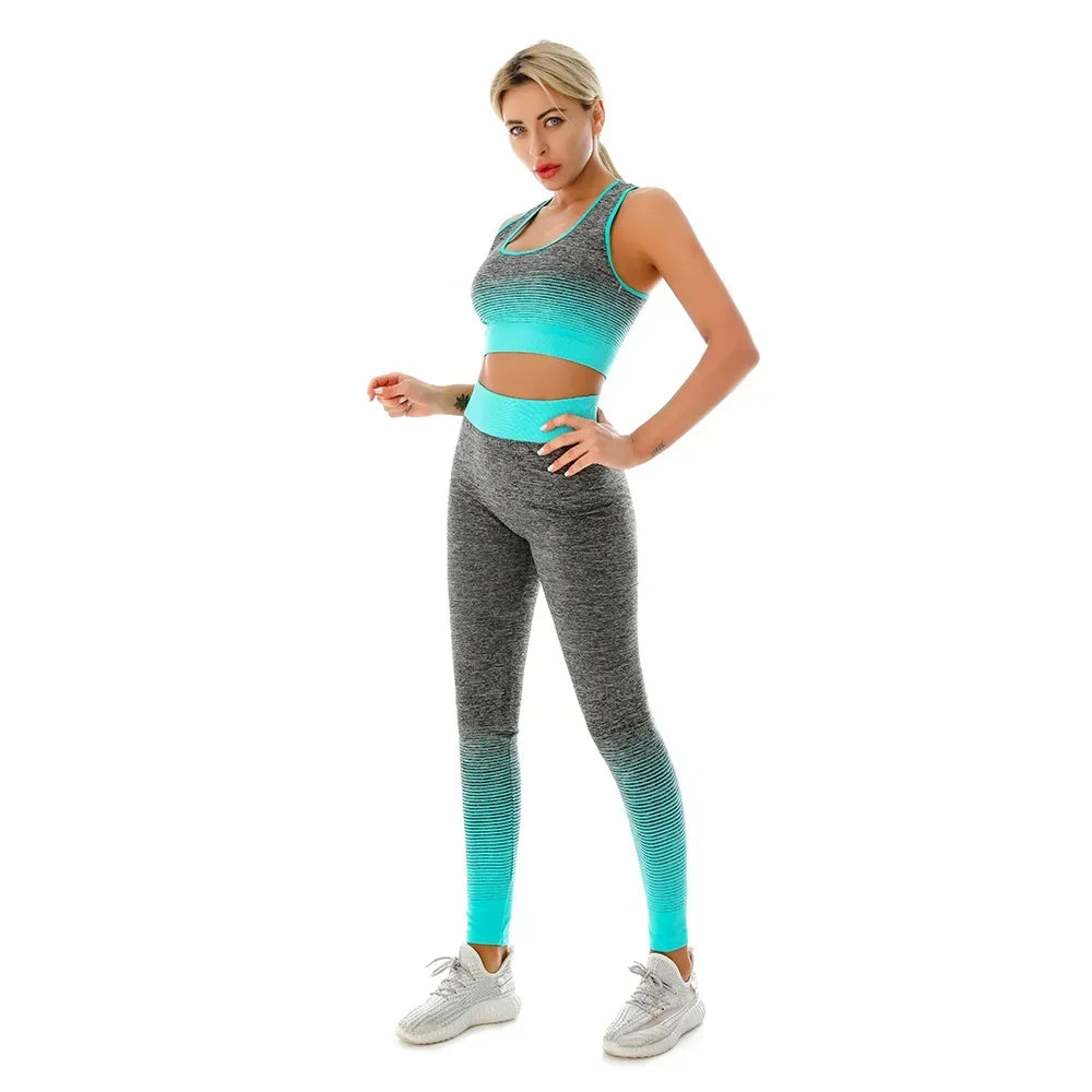 2 Piece Yoga Set - Gradual Changing Sports Bra & Leggings