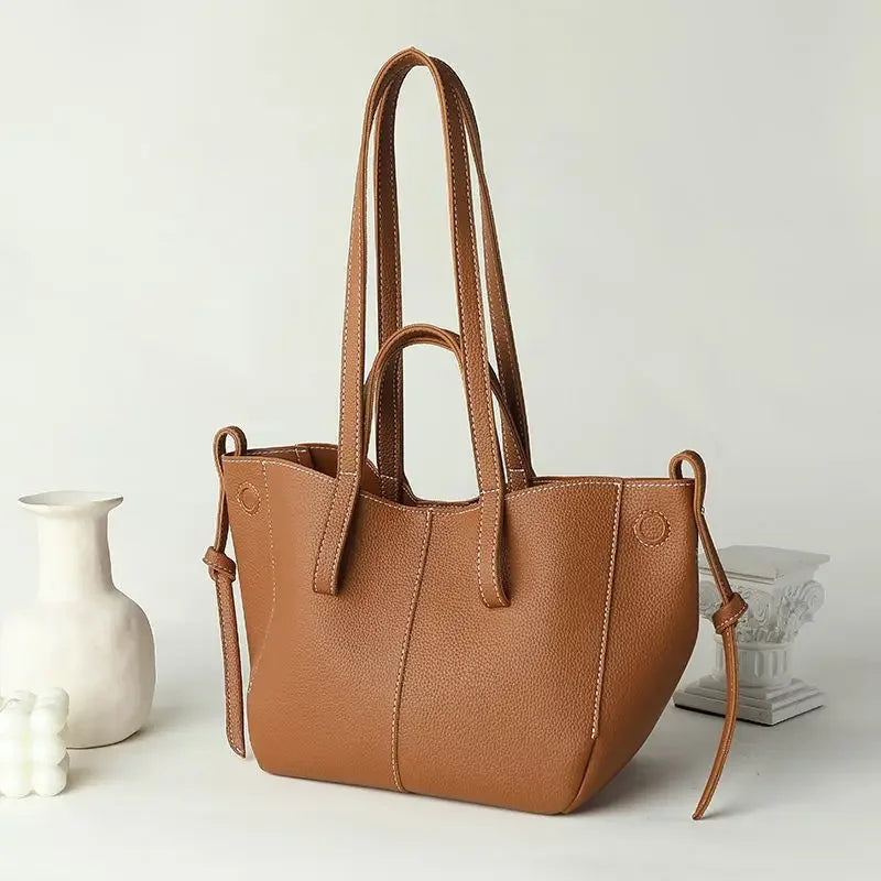 Fashionable Large Capacity Tote Bag Handbag Women's Single Shoulder Bag Brown New Arrival 2025 from France High Aesthetic Value