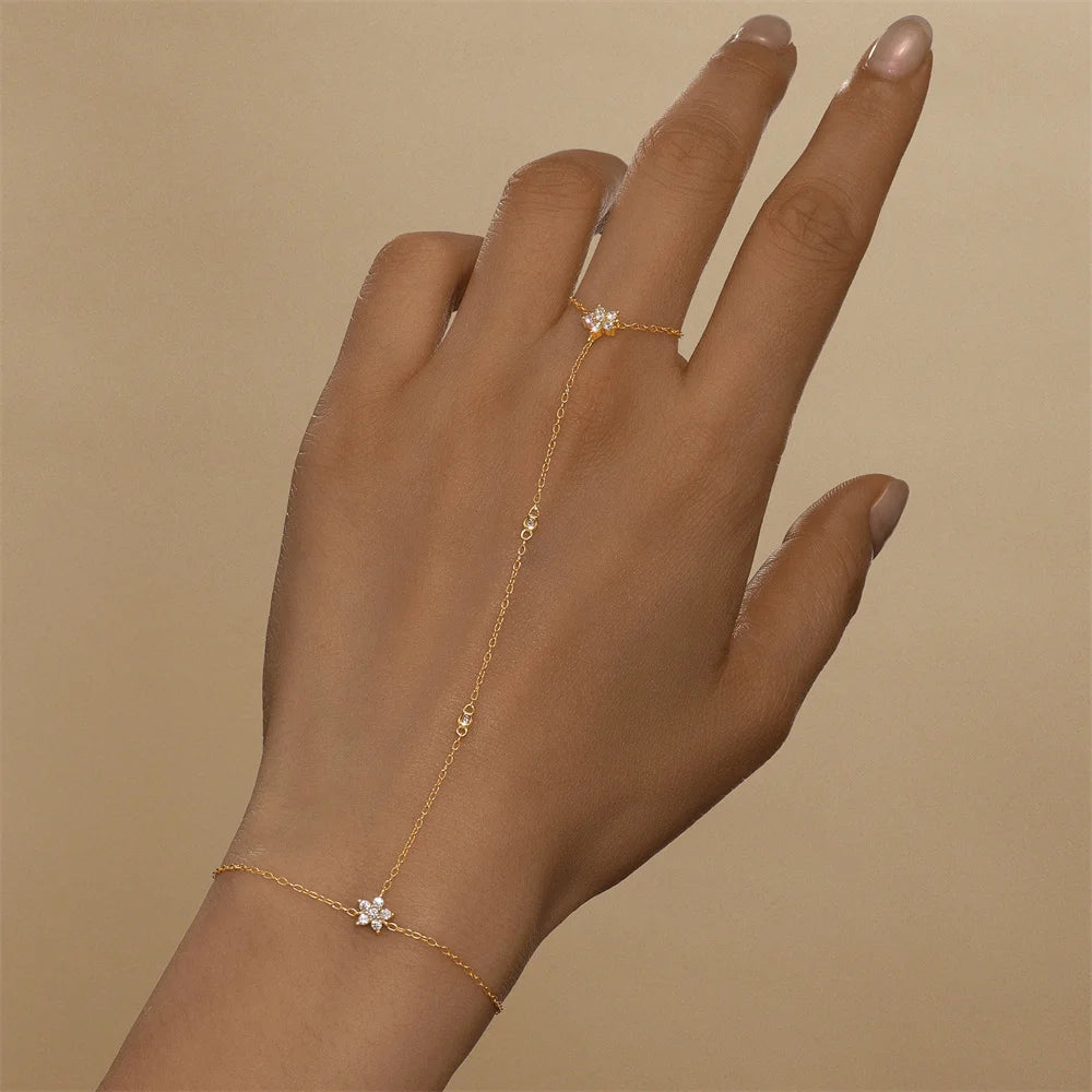 CANNER European American Style Eight-Pointed Star Zircon Bracelet S925 Sterling Silver Personality Simple Versatile Bracelet