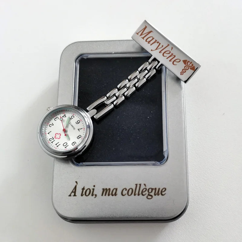 FREE Personalized Your Name Logo Doctor Clock Stethoscope Customize Engrave Medical Hospital Healthcare Pocket FOB Nurse Watch