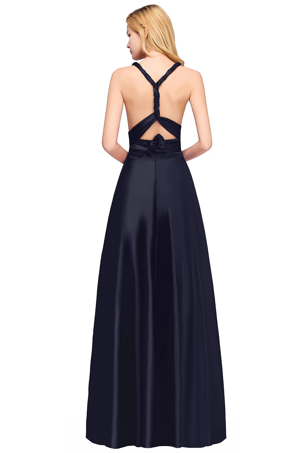 BABYONLINE Sexy Bridesmaid Dress Infinity Style Convertible Halter V neckline Gown Sleeveless Multiway Wrap Changable Guest Gown