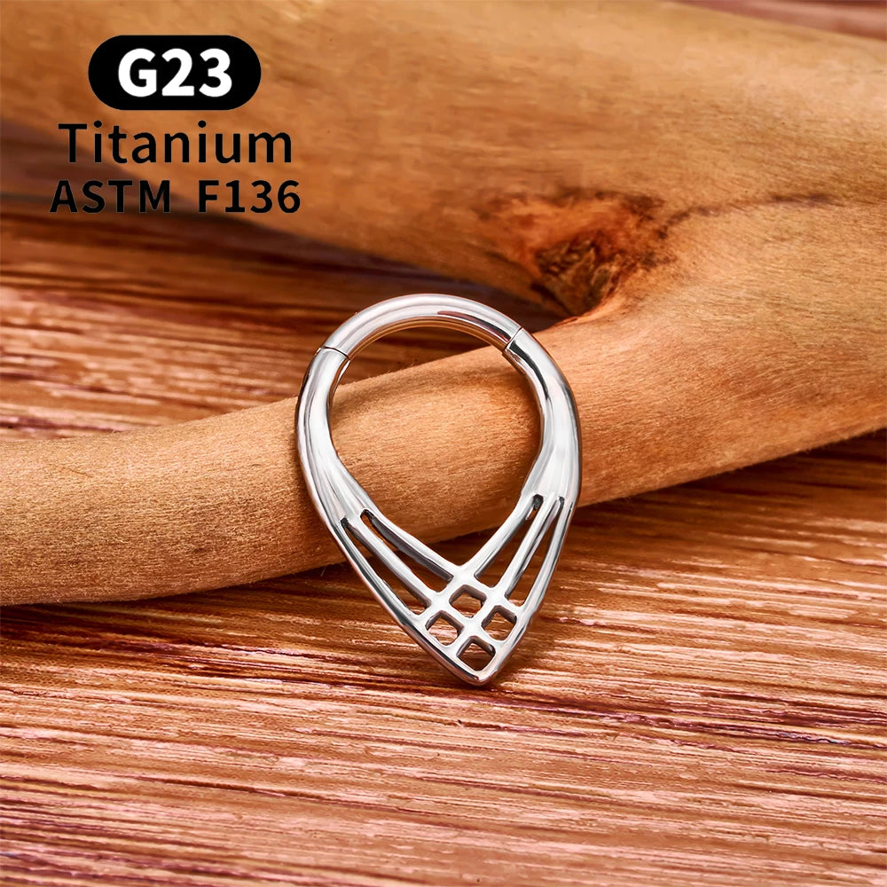 ASTM F136 G23 TItanium Piercing Septum Heart Nose Rings 16G Hinged Clicker Tragus Cartilage Helix Earrings Punk Body Jewelry
