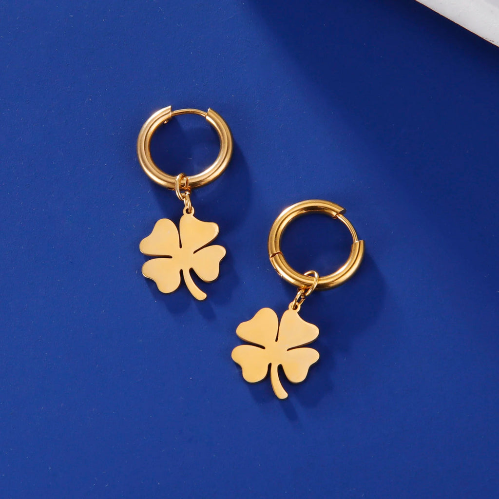 Lucktune Flower Clover Heart Drop Earrings Women Stainless Steel Star Sun Geometry Earrings 2025 New Fashion Kpop Jewelry Gift