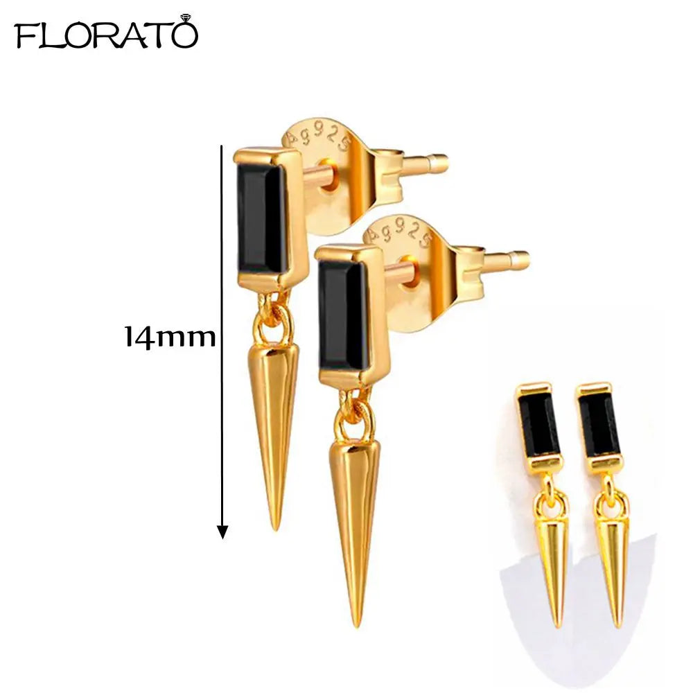 925 Sterling Silver Needle Punk Spike Rivet Hoop Earrings For Women Huggie Earrings Ear Cuff Piercing Earring Gothic Jewelry