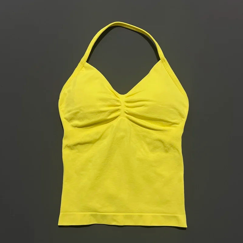 HISTELLO Impact Sports Bra - Longline Strappy Yoga Tank Top
