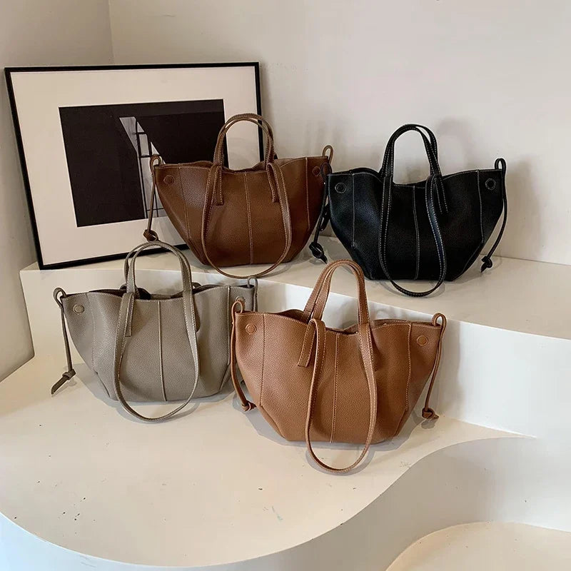 High Quality PU Tote Bags Fashion Solid Hasp Simple Versatile Sense of Luxury Shoulder and Handbags for Women 2024 New Style