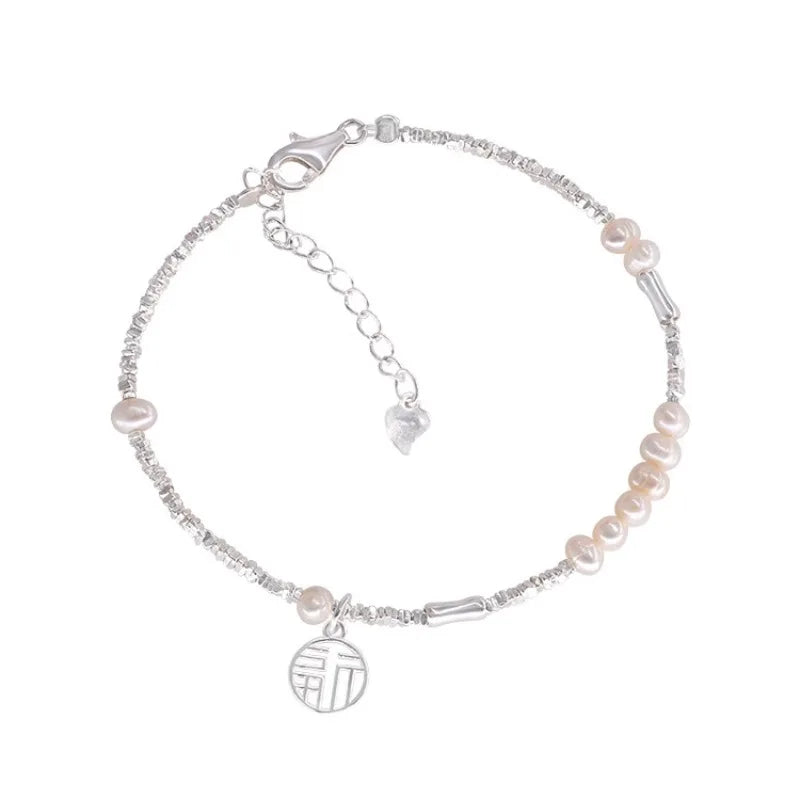VENTFILLE 925 Sterling Silver Double Layer Pearl Bracelet for Women Girl Design Bead Korean Jewelry Dropshipping