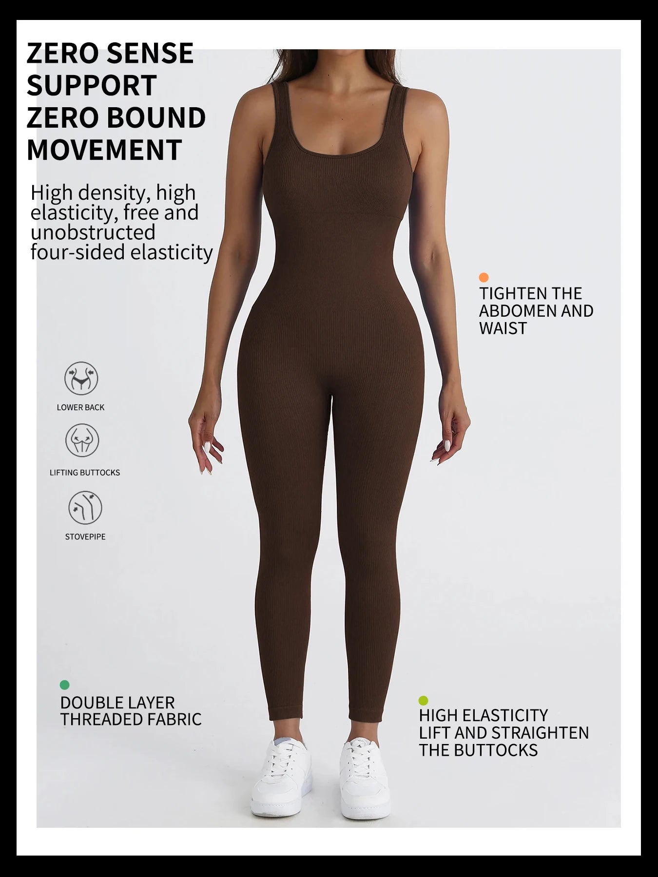 Women Workout Seamless Jumpsuit Yoga Ribbed Bodycon One Piece Square Neck Leggings Romper