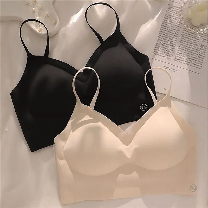 Women Invisible Bra Deep U Plunge Bras Backless Top for Dresses Sexy Lingerie with Transparent Strap Push Up Strapless Underwear