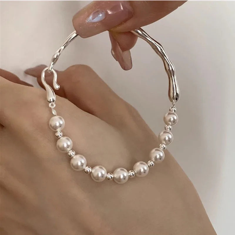 VENTFILLE 925 Sterling Silver Double Layer Pearl Bracelet for Women Girl Design Bead Korean Jewelry Dropshipping